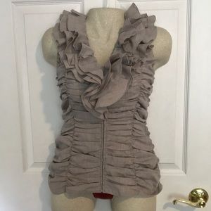 Sleeveless Ruffly Zip Front Top by Boston Proper